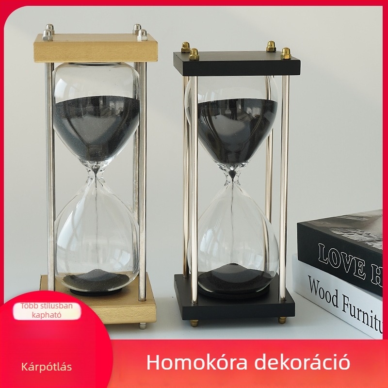 Retro homokórás időmérő asztali dekoráció, 30 perces üveg időmérő, minimalistikus, magas minőségű dizájn
