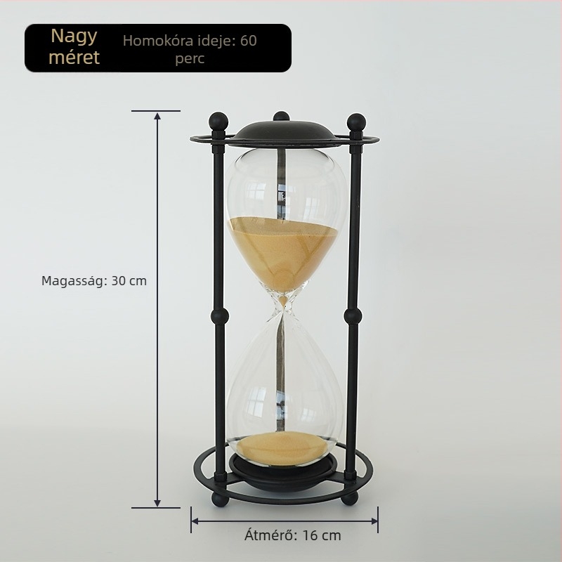 Retro homokórás időmérő asztali dekoráció, 30 perces üveg időmérő, minimalistikus, magas minőségű dizájn