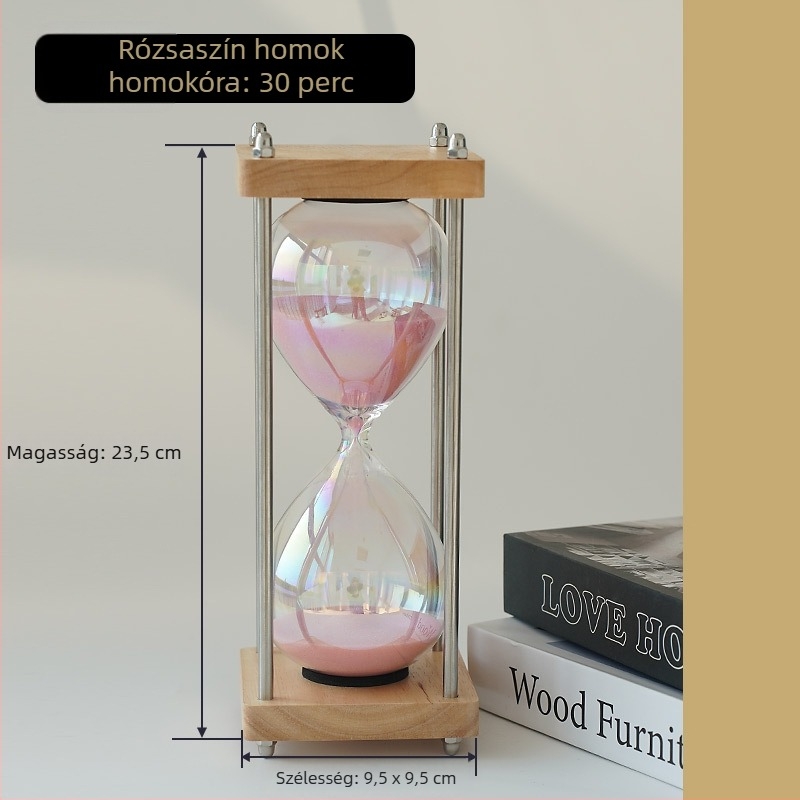 Retro homokórás időmérő asztali dekoráció, 30 perces üveg időmérő, minimalistikus, magas minőségű dizájn
