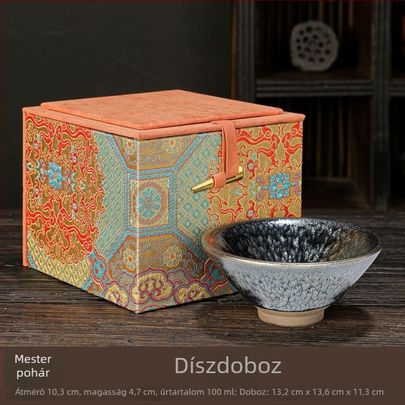 Jianyao Jianyang Jianzhan Master Cup - Kézzel készült nagy teáscsésze Oil Drop és Rabbit Hair mázzal