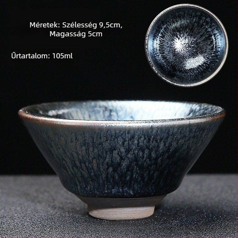 Jianzhan teáscsésze száz virág mintával, porcelán, nagy méretű