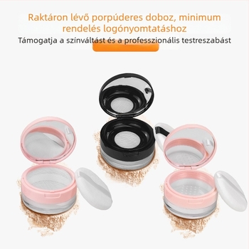 5g/10g/20g púderes doboz flip-top fedéllel és rugalmas hálóval, újratölthető üres doboz puffal, kényelmes