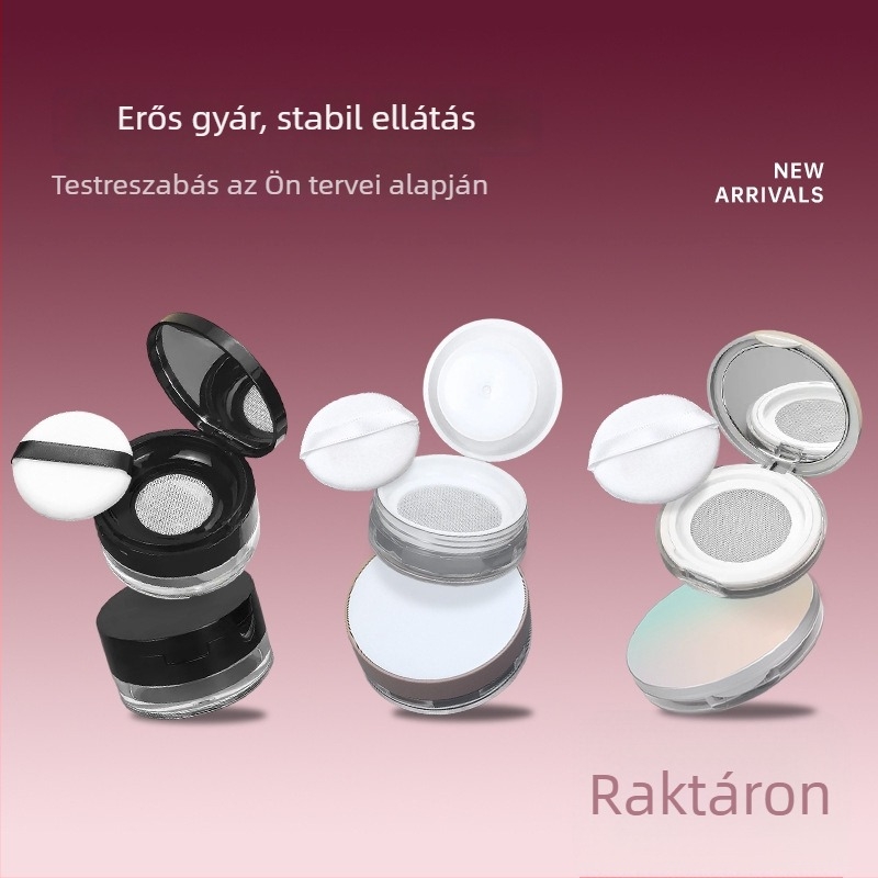 5g/10g/20g púderes doboz flip-top fedéllel és rugalmas hálóval, újratölthető üres doboz puffal, kényelmes