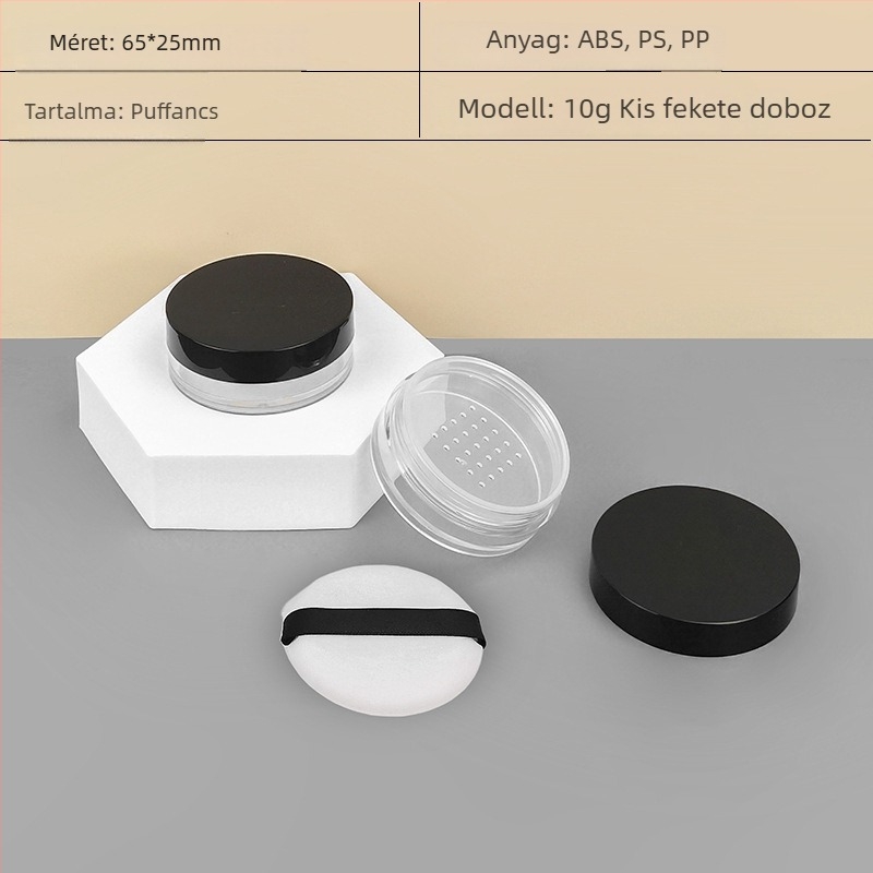 5g/10g/20g púderes doboz flip-top fedéllel és rugalmas hálóval, újratölthető üres doboz puffal, kényelmes