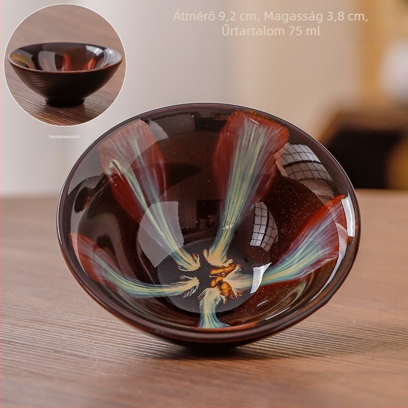 Kemencében égetett porcelán teáskészlet — Jian Ware stílus, kis teáscsésze, egyedi teáscsésze, otthoni teáskészlet