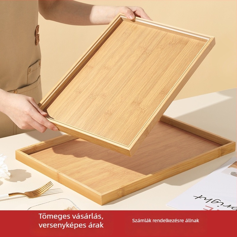 Bambuszból készült tálca, japán stílusú, téglalap alakú, teához és vízhez, nyársakhoz és grillezéshez, szállodák és éttermek számára