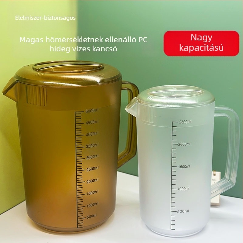 Polikarbonátból készült hidegvíz-kanna, nagy kapacitású, mérőskálával, tej-tea és gyümölcslé számára, vastagabb hőálló kivitel, teafőzéshez és hideg áztatáshoz