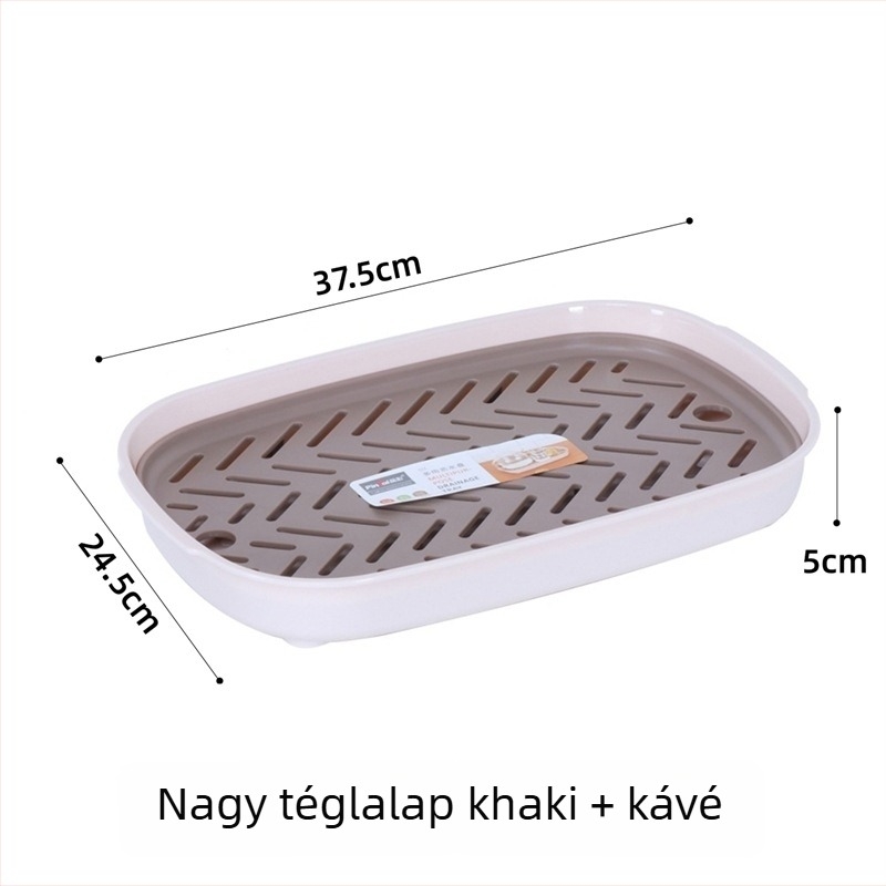 Kétszintes műanyag leengedő tál gyümölcsökhöz és teáskészlethez, nagy méretű konyha–nappali tároló