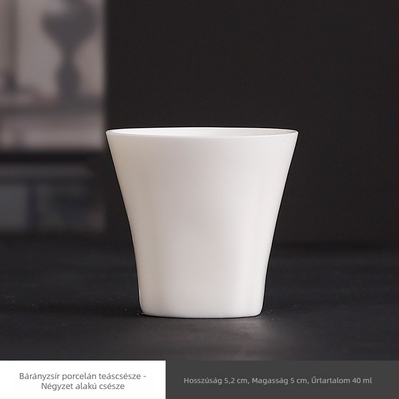 Kis fehér porcelán Gongfu teáscsésze, otthoni használatra - egyetlen csésze