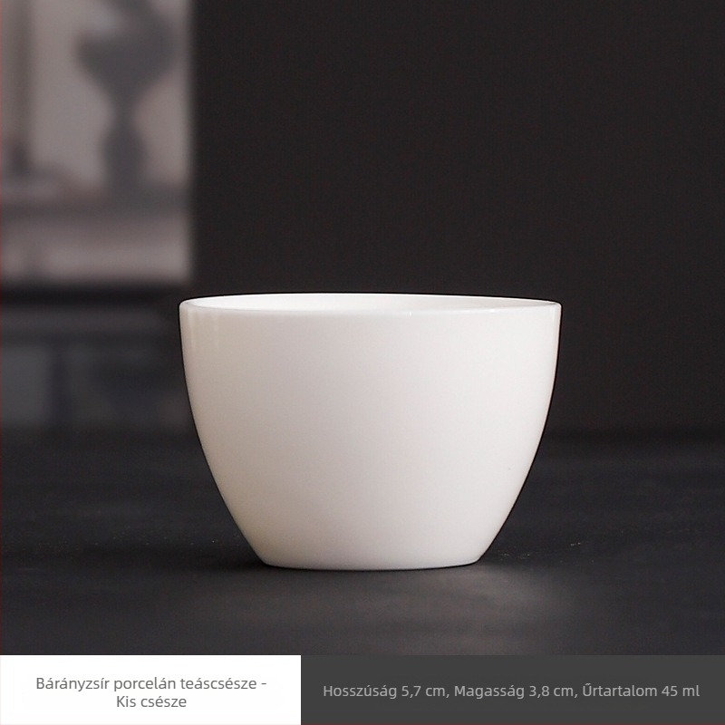 Kis fehér porcelán Gongfu teáscsésze, otthoni használatra - egyetlen csésze