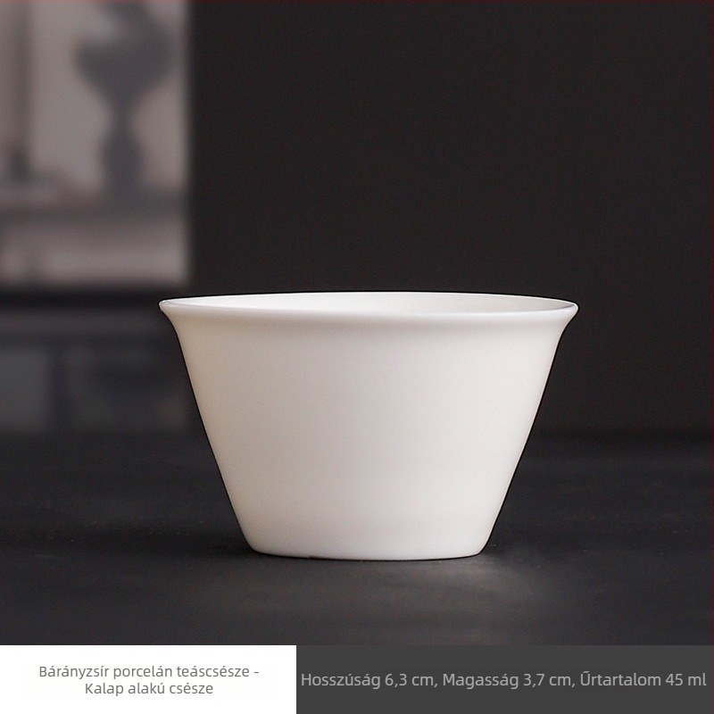 Kis fehér porcelán Gongfu teáscsésze, otthoni használatra - egyetlen csésze