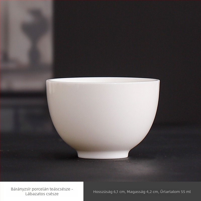 Kis fehér porcelán Gongfu teáscsésze, otthoni használatra - egyetlen csésze
