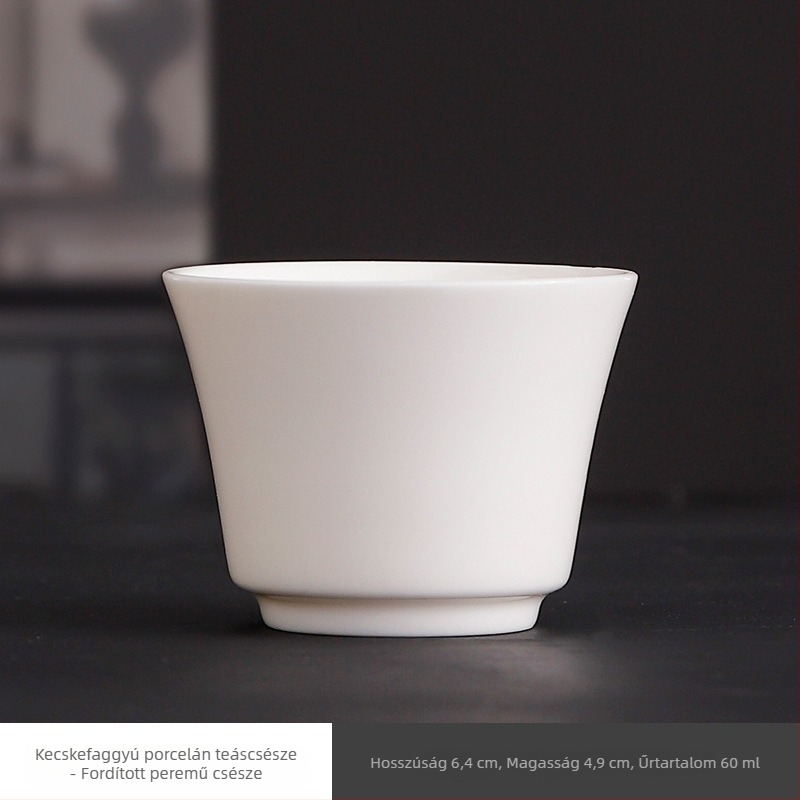 Kis fehér porcelán Gongfu teáscsésze, otthoni használatra - egyetlen csésze