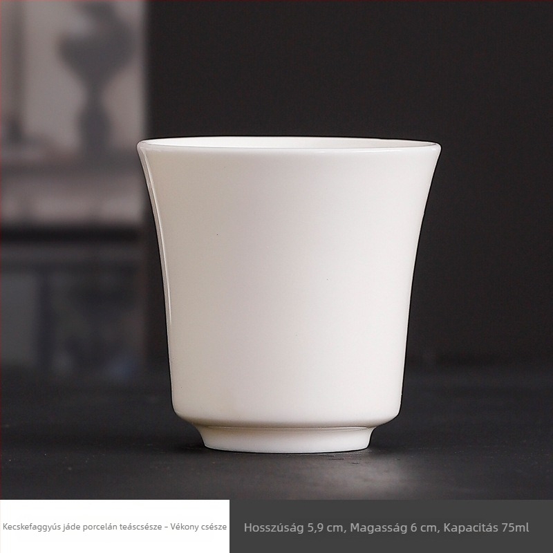 Kis fehér porcelán Gongfu teáscsésze, otthoni használatra - egyetlen csésze