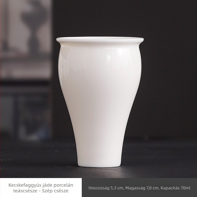 Kis fehér porcelán Gongfu teáscsésze, otthoni használatra - egyetlen csésze