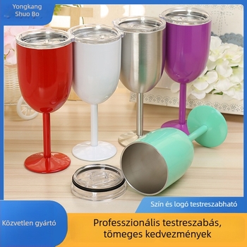 Kettős falú rozsdamentes acél pohár vörösborhoz, vákuum izolációval, pezsgő és koktél pohár, 301–400 ml