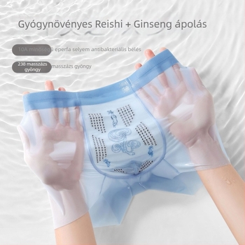 Ganoderma lucidum és Ginseng ultratékony vékony jégselyem férfi alsónemű, légáteresztő hálóval és antibakteriális ágyékkal