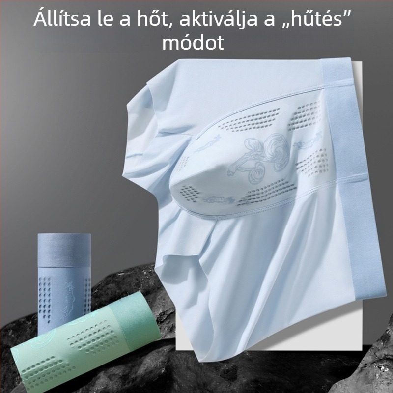 Ganoderma lucidum és Ginseng ultratékony vékony jégselyem férfi alsónemű, légáteresztő hálóval és antibakteriális ágyékkal
