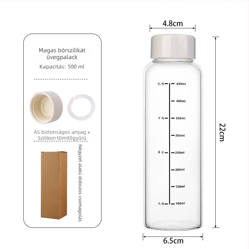 Raktáron magas bóroszilikát üvegből készült pohár mérőskálával, átlátszó, hőálló, nagy kapacitású vízhez, kávéhoz és hideg áztatáshoz.