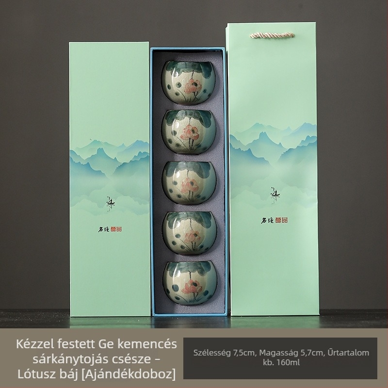 Kézzel festett GeYao teáscsésze és Kung Fu teáskészlet kóstolócsészével, kerámia ajándék