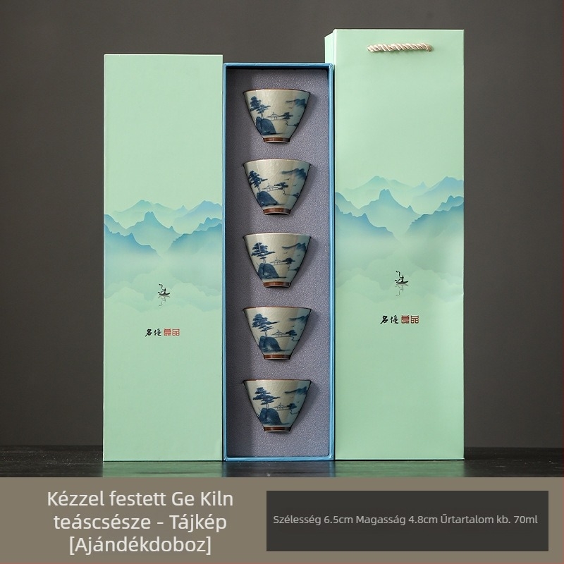 Kézzel festett GeYao teáscsésze és Kung Fu teáskészlet kóstolócsészével, kerámia ajándék