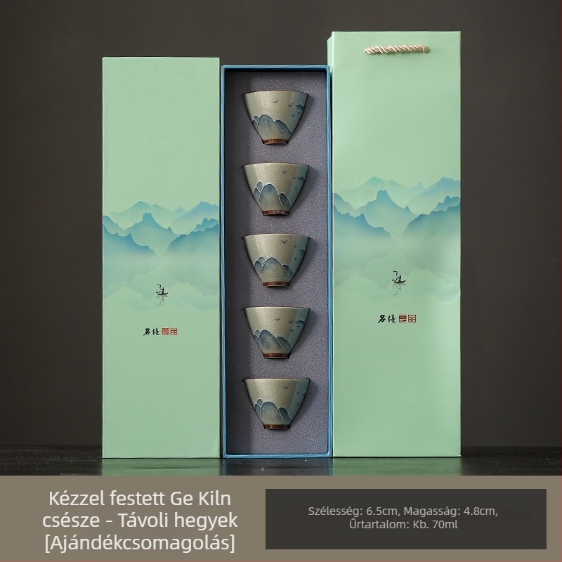 Kézzel festett GeYao teáscsésze és Kung Fu teáskészlet kóstolócsészével, kerámia ajándék