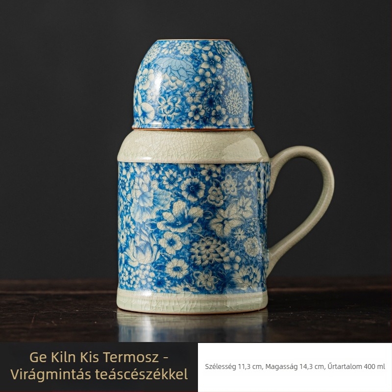 Kerámia teáskanna jégcsap-glazúrral, kínai retro stílusú teáskészlet teáscsészékkel