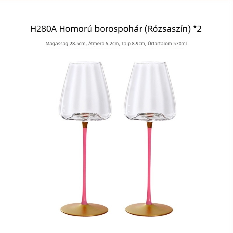 Otthoni használatra szánt kristály vörösboros pohár, magas talppal, nagy testtel, prizmaszerű dizájn, 501–600 ml