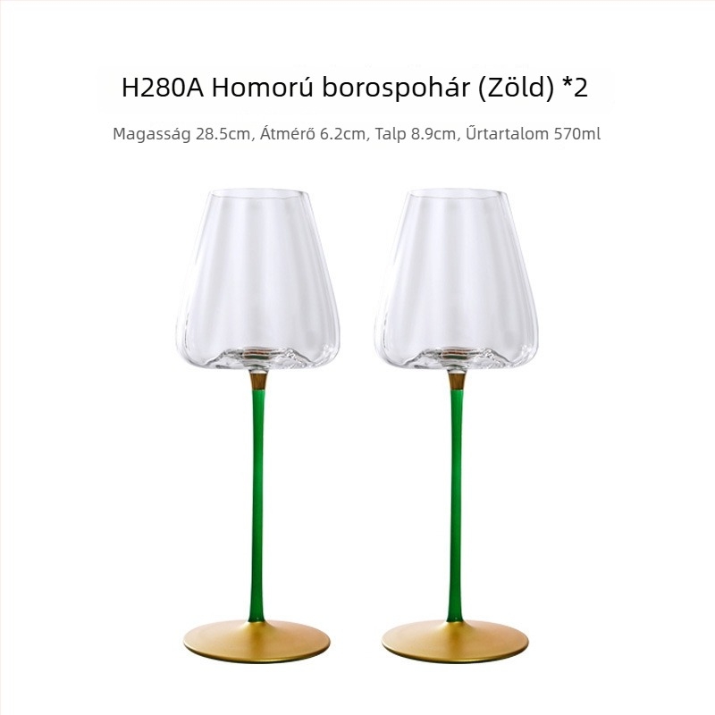 Otthoni használatra szánt kristály vörösboros pohár, magas talppal, nagy testtel, prizmaszerű dizájn, 501–600 ml