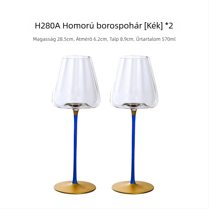 Otthoni használatra szánt kristály vörösboros pohár, magas talppal, nagy testtel, prizmaszerű dizájn, 501–600 ml
