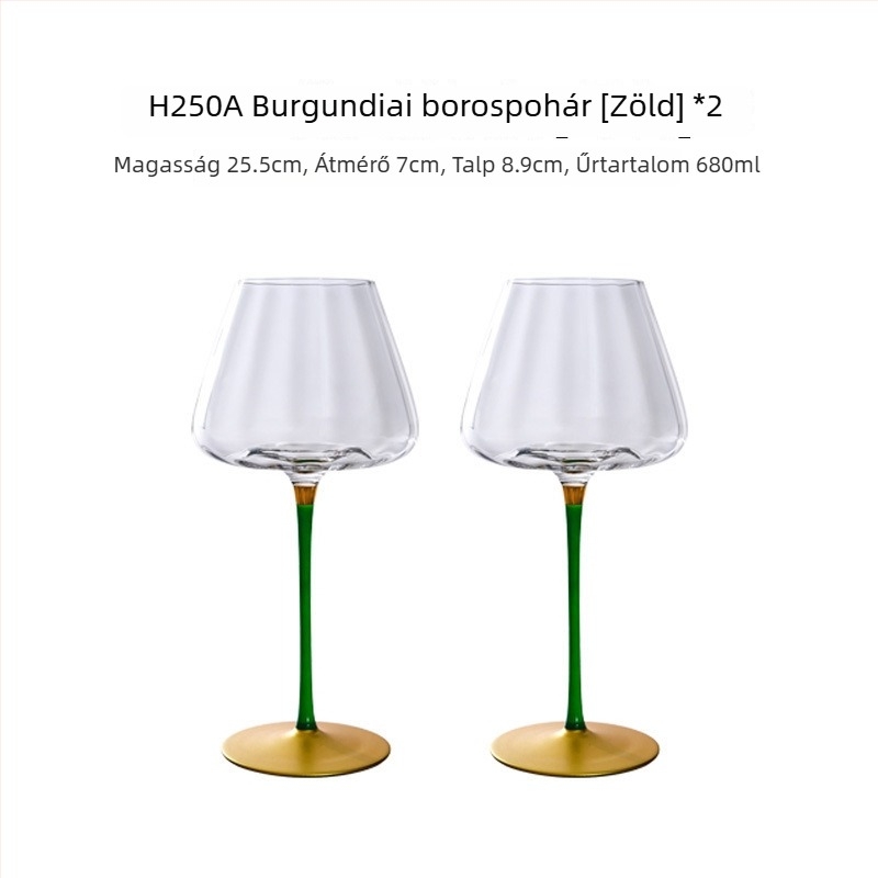 Otthoni használatra szánt kristály vörösboros pohár, magas talppal, nagy testtel, prizmaszerű dizájn, 501–600 ml