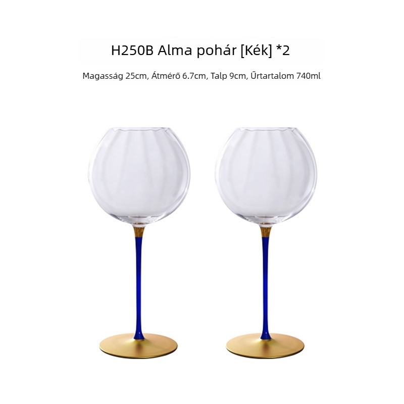 Otthoni használatra szánt kristály vörösboros pohár, magas talppal, nagy testtel, prizmaszerű dizájn, 501–600 ml