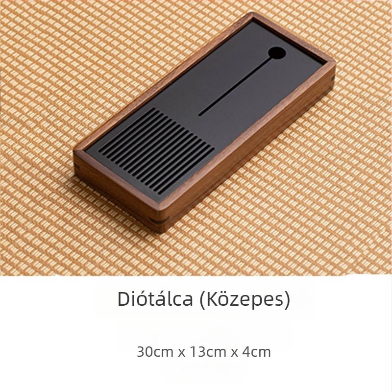 Diófából készült kis teás tálca otthoni használatra, téglalap alakú, elegáns vízgyűjtő- és tároló tálca, prémium száraz tea tálca egy személy számára