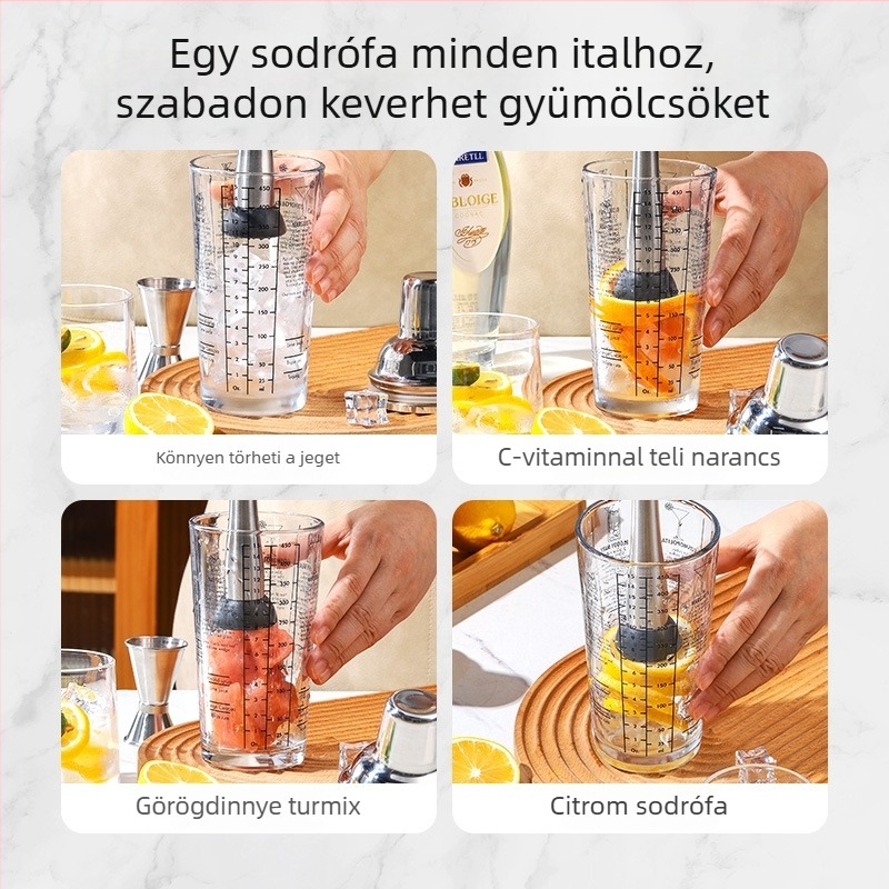 Rozsdamentes acél jégzúzó kalapács és citromprés – kézi eszköz teához és otthoni használatra