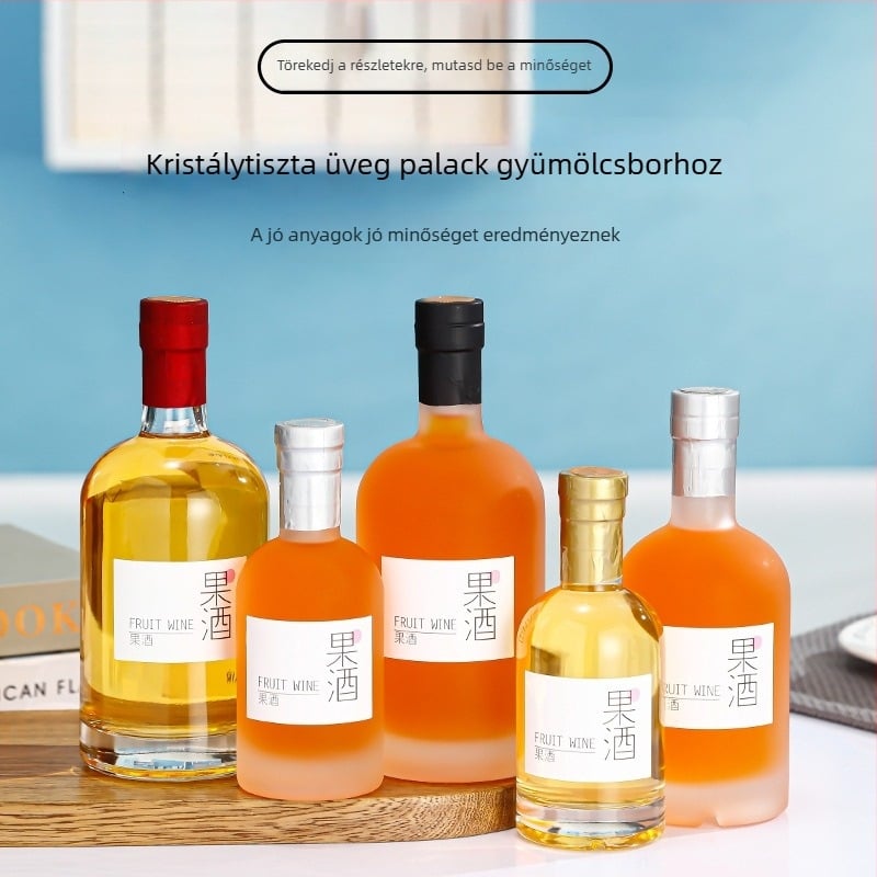 Otthon készített borhoz és szeszes italokhoz való üveg – üres üveg gyümölcsborhoz, rizsborhoz és vodkához