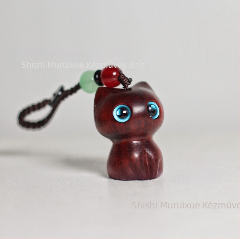 Fafaragott macska medál – kulcstartó és USB pendrive-figura, kínai stílusú dizájn