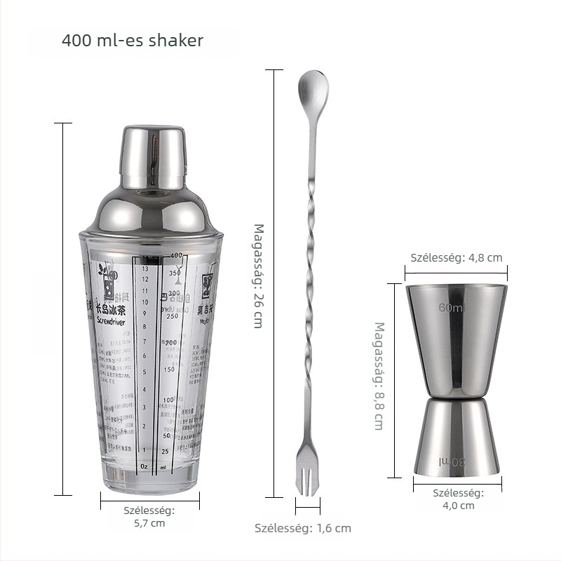 Rozsdamentes acél koktél shaker készlet – bár- és otthoni bartender eszközök