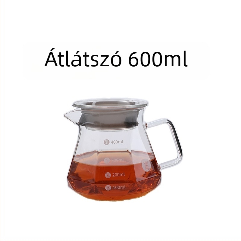 Boroszilikát üvegből készült pour-over kávéfőző szűrő pohárral és megosztott edénnyel, otthoni használatra, logó testreszabás