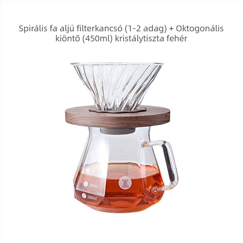 Boroszilikát üvegből készült pour-over kávéfőző szűrő pohárral és megosztott edénnyel, otthoni használatra, logó testreszabás