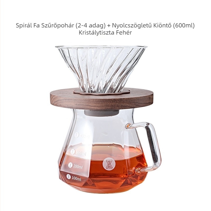 Boroszilikát üvegből készült pour-over kávéfőző szűrő pohárral és megosztott edénnyel, otthoni használatra, logó testreszabás