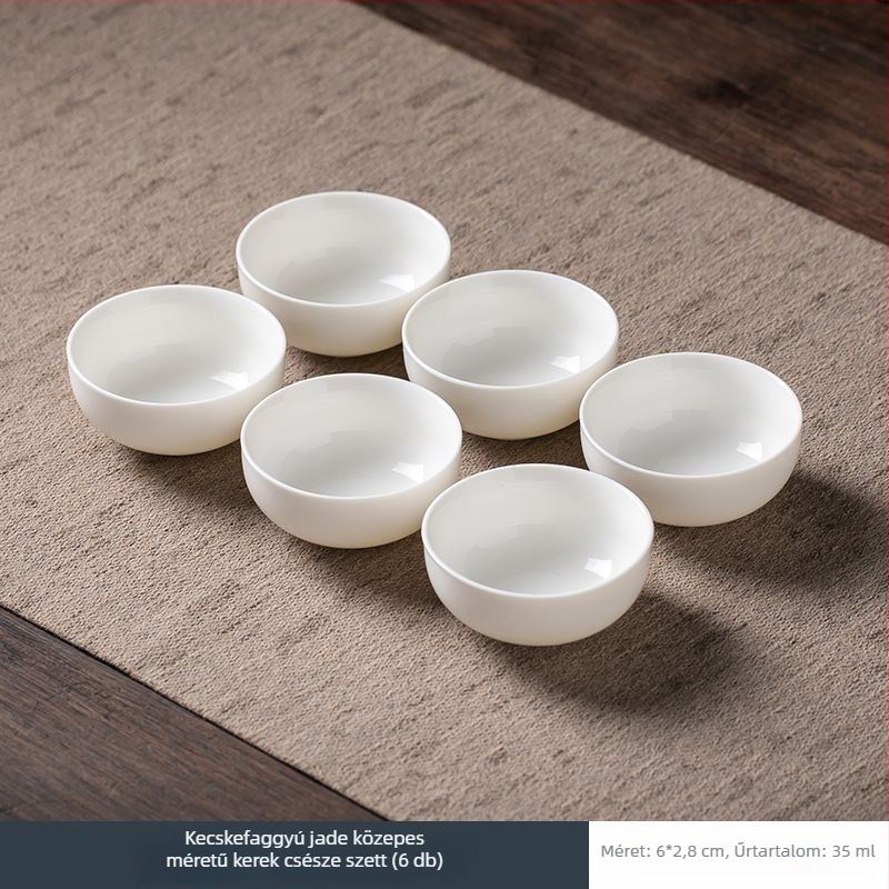 Fehér porcelán teáscsésze, kerámiából készült Gongfu teáskészlet, kerámiás kóstoló teáscsésze otthoni vendégfogadásra