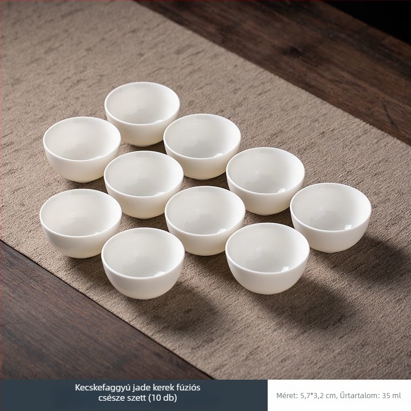 Fehér porcelán teáscsésze, kerámiából készült Gongfu teáskészlet, kerámiás kóstoló teáscsésze otthoni vendégfogadásra