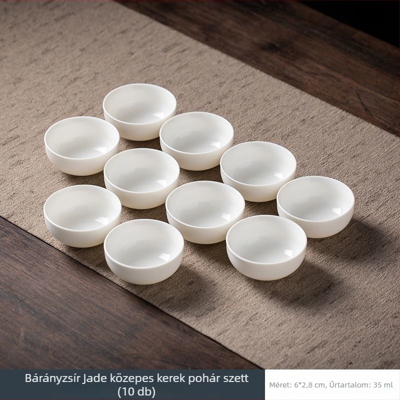 Fehér porcelán teáscsésze, kerámiából készült Gongfu teáskészlet, kerámiás kóstoló teáscsésze otthoni vendégfogadásra