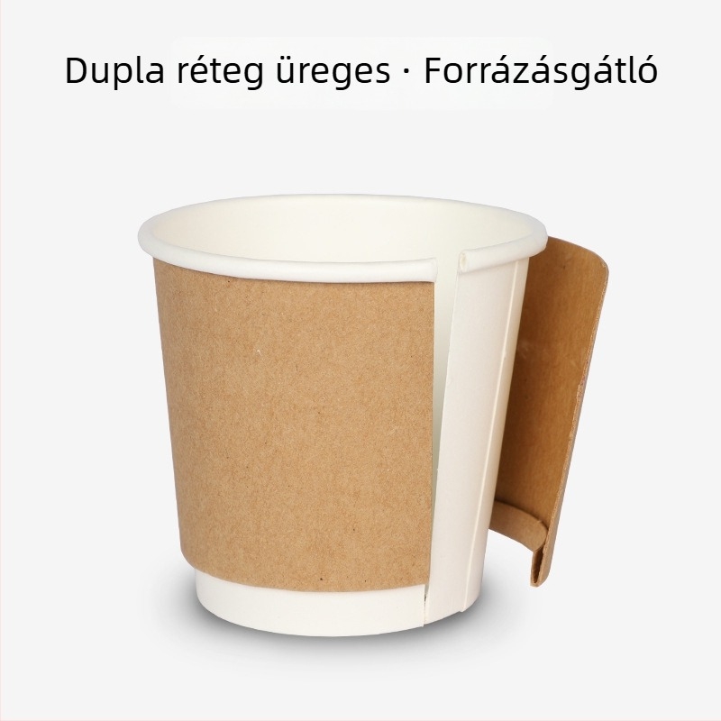 Qidian 101–200 ml egyszer használatos kóstoló pohár, bevont papírból készült, logónyomással, forró italokhoz