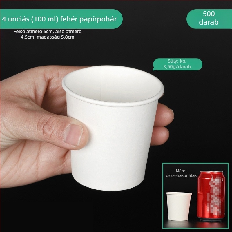 Qidian 101–200 ml egyszer használatos kóstoló pohár, bevont papírból készült, logónyomással, forró italokhoz