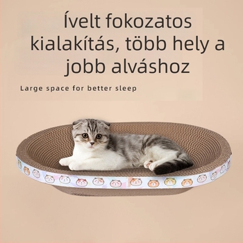 Happy Parrot Extra Large Macska karcoló tábla és fészek — egy darabból készült hullámkarton, kopásálló, szálak nélkül, többfunkciós