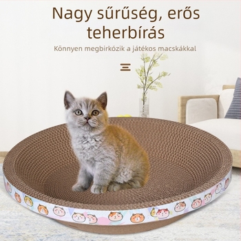 Happy Parrot Extra Large Macska karcoló tábla és fészek — egy darabból készült hullámkarton, kopásálló, szálak nélkül, többfunkciós