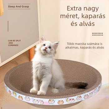 Happy Parrot Extra Large Macska karcoló tábla és fészek — egy darabból készült hullámkarton, kopásálló, szálak nélkül, többfunkciós