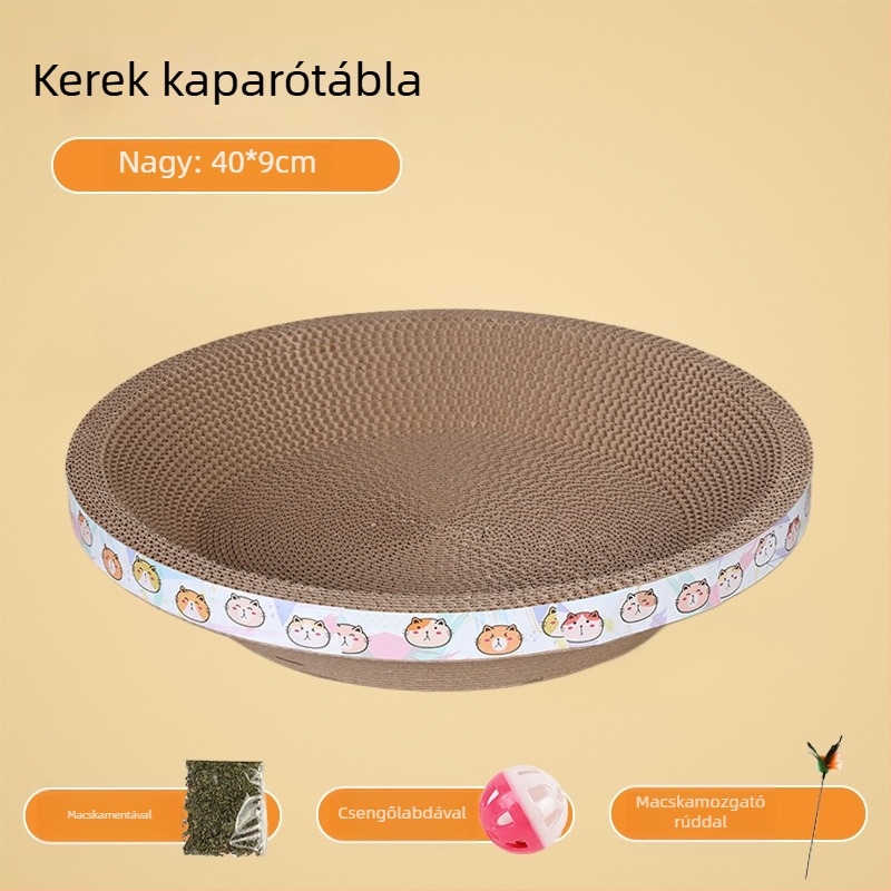 Happy Parrot Extra Large Macska karcoló tábla és fészek — egy darabból készült hullámkarton, kopásálló, szálak nélkül, többfunkciós