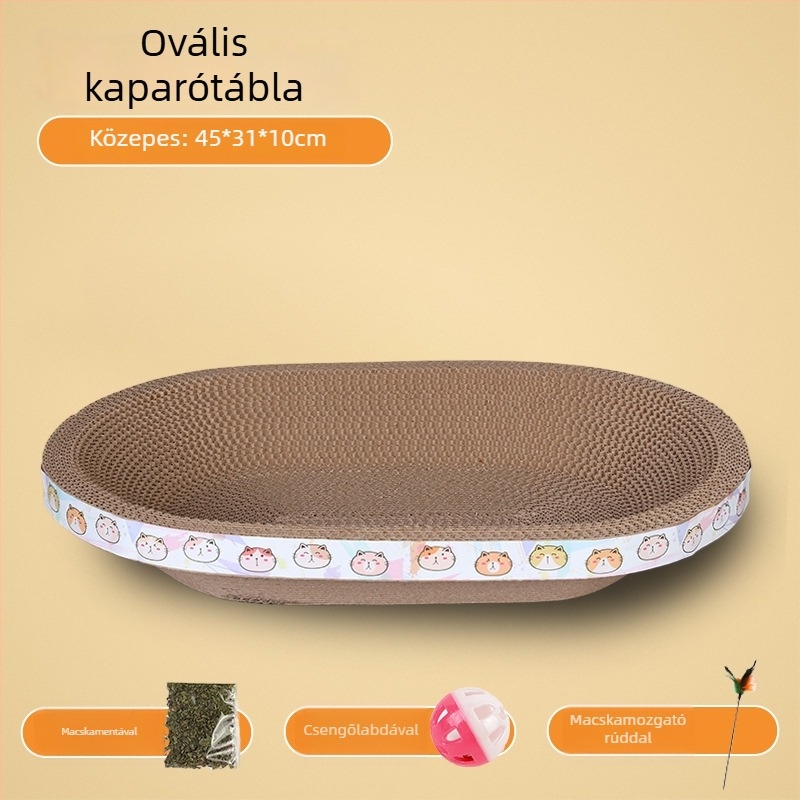 Happy Parrot Extra Large Macska karcoló tábla és fészek — egy darabból készült hullámkarton, kopásálló, szálak nélkül, többfunkciós